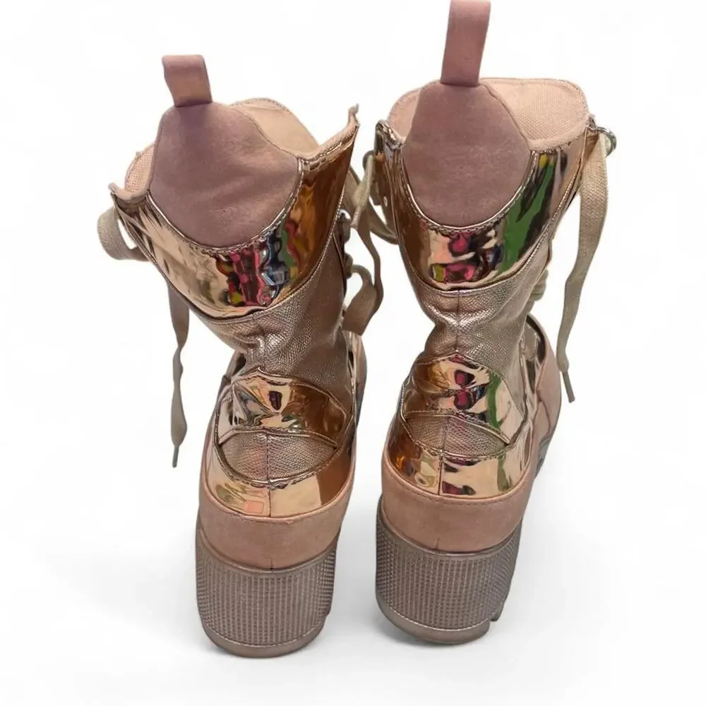 Gold metallic platform boots